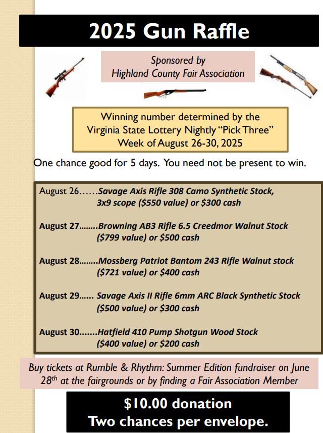 2025 gun raffle details and ticket information.