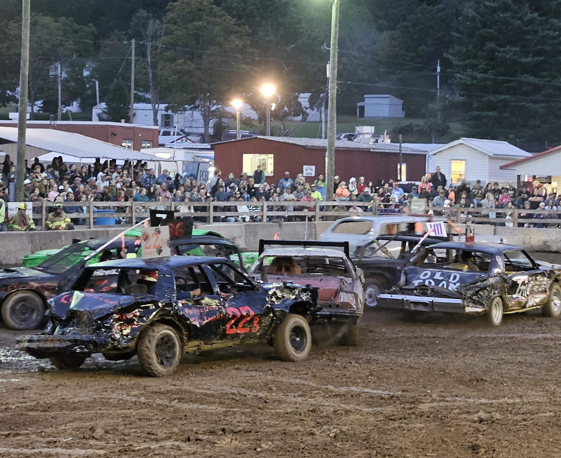 Cars in the 2025 Demolition Derby at the Highland County Fair